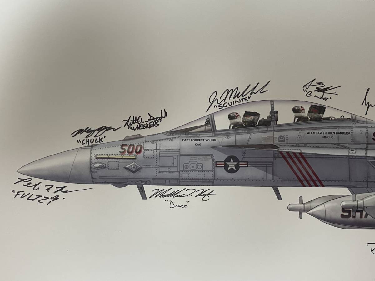 VAQ-141 シャドウホークス　部隊寄せ書きサイン入りリトグラフ　岩国基地　厚木基地　米海軍_画像3