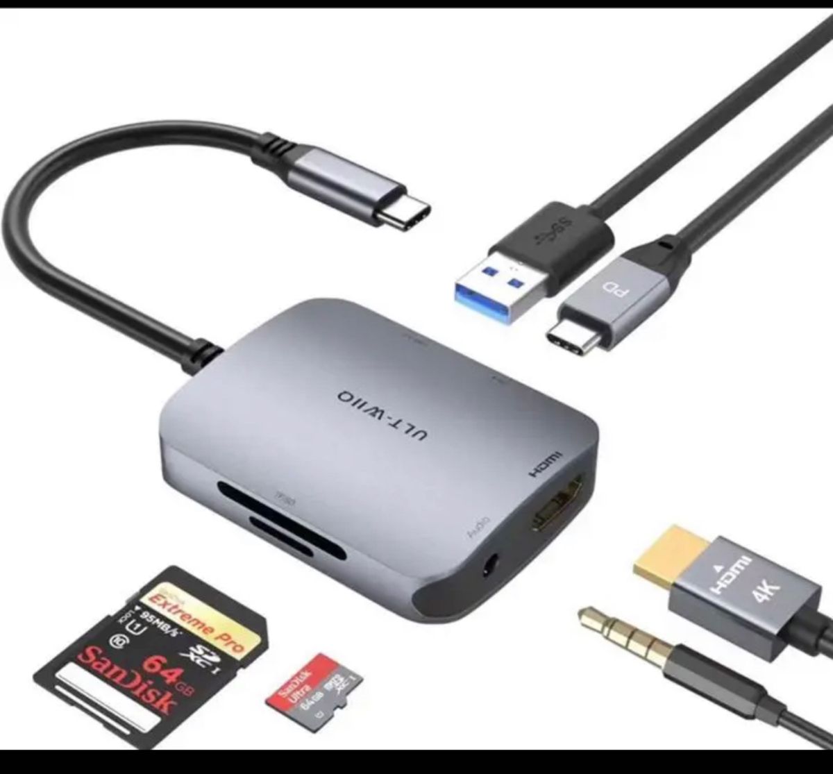 USB C ハブ 6-in-1 Type C ハブ HDMI ドッキングステーション 変換アダプタ 4K