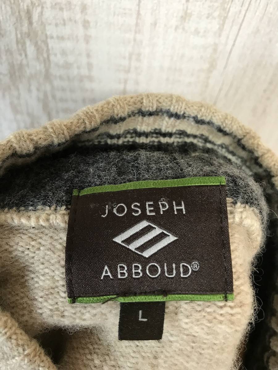 248☆【ヘンリーネック ウールニットセーター】JOSEPH ABBOUD ジョセフアブード ベージュ L オンワード_画像4