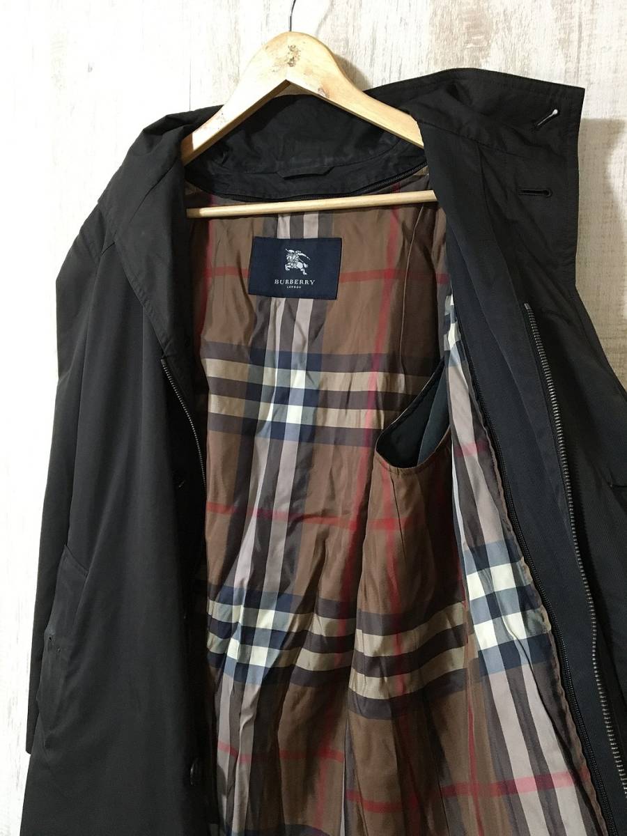 at784☆【ライナー付き トレンチコート】BURBERRY LONDON バーバリー 黒 L_画像4