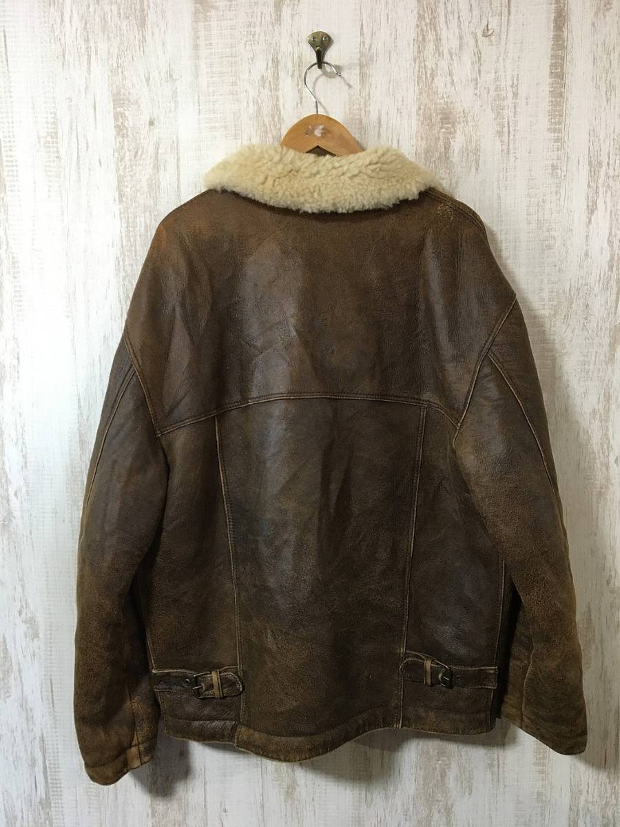 675☆【イタリア製 裏ボア ムートンジャケット ランチコート】Original Shearling 茶 50_画像3