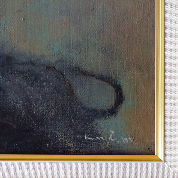 ◆森田訓司 「闘牛」 油彩 F6号　/ ル・サロン・カンヌ国際展出品 スペインを愛した夭折の画家◆額サイズ 59cm×49.6cm_画像6