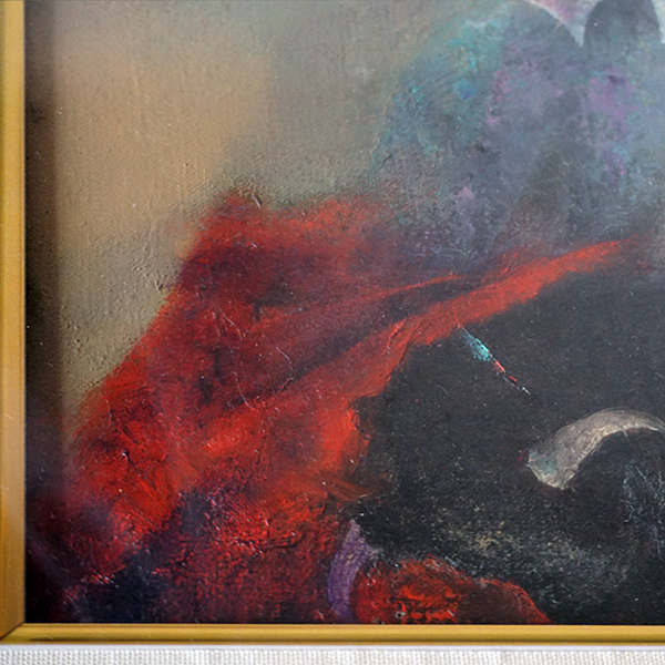 ◆森田訓司 「闘牛」 油彩 F6号　/ ル・サロン・カンヌ国際展出品 スペインを愛した夭折の画家◆額サイズ 59cm×49.6cm_画像7