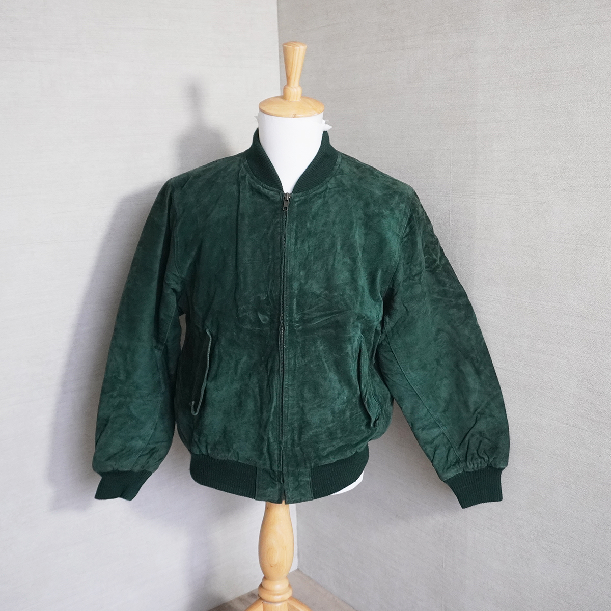  Mac Hope MAC HOPE Vintage original leather suede jacket men's L back s gold pig leather green green outer outer garment 