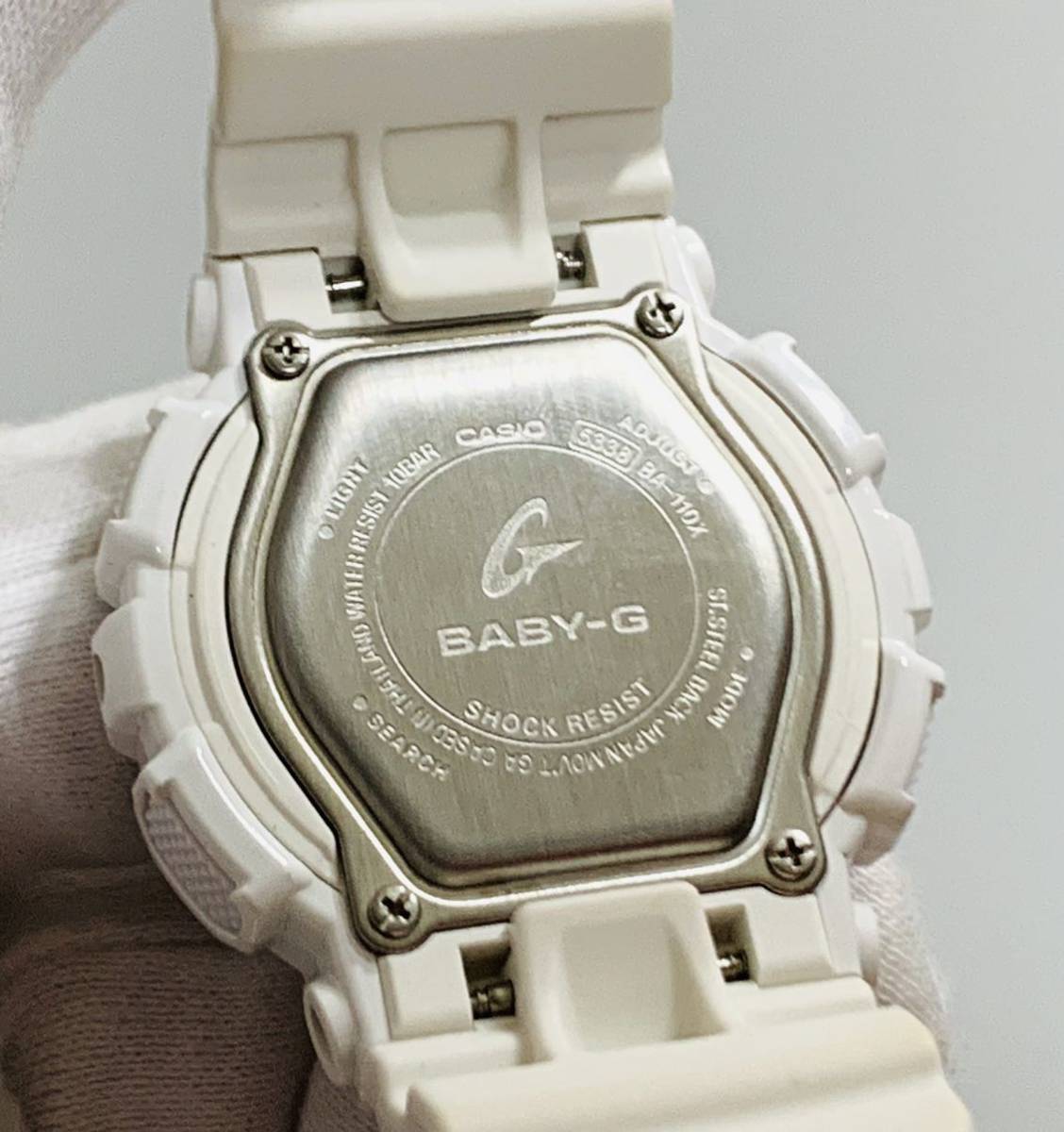 CASIO カシオ Baby-G レディース腕時計 ホワイト 5338 BA-110X 動作ok G-SHOCK ジーショック フェイス直径約42mm ベルト長さ約13.5-19cm_画像5