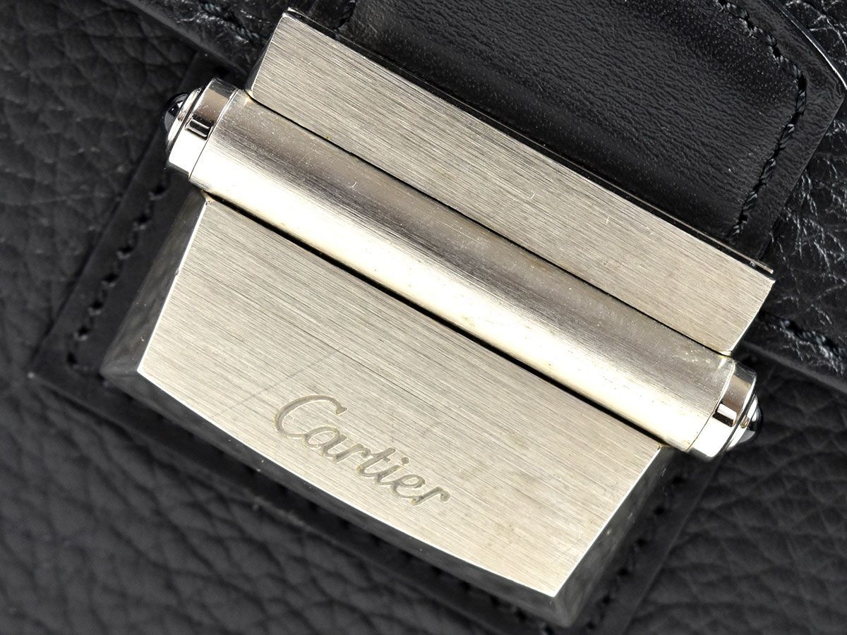 163729〇美品 Cartier カルティエ パシャ セカンドバッグ クラッチバッグ L1000705 レザー ブラック メンズ 保存袋・カード付/ B_画像6