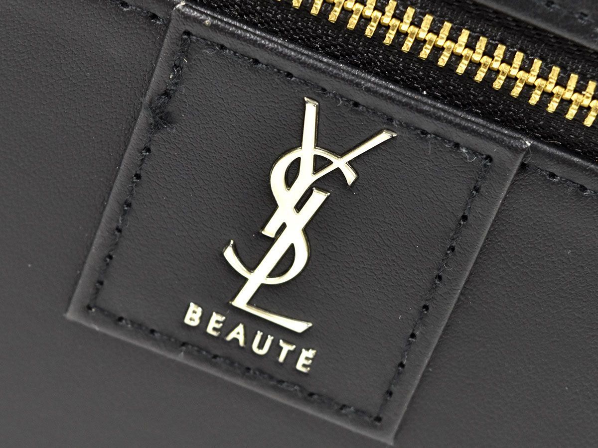 164548〇美品 Yves Saint Laurent BEAUTE イヴサンローラン ボーテ メイクボックス バニティ バッグ ポーチ レザー ブラック/ B_画像7