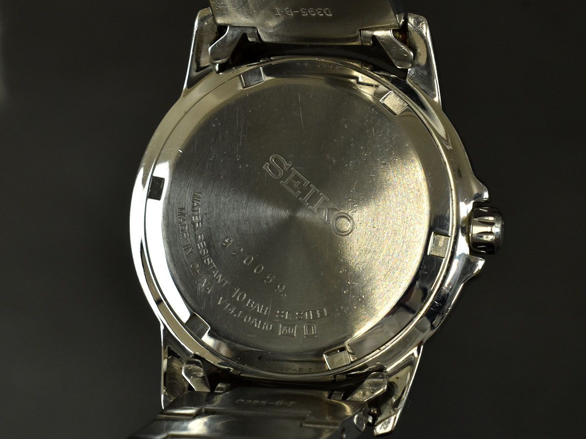 163330◆動作確認済 SEIKO セイコー スピリット 腕時計 ソーラー V14J-0AR0 デイデイト アナログ SS ホワイト シルバー メンズ/ D_画像9