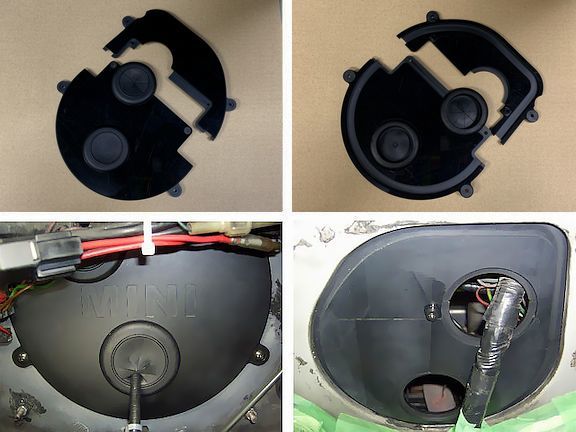 ローバーミニ　バルクヘッドホールカバー　車内のガス臭さ、エンジン騒音、熱気を劇的に低減！ 【無塗装】格安！_MINIのロゴは入りません。