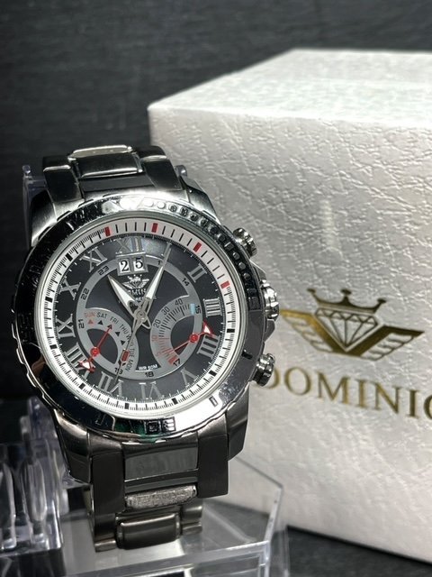 新品 DOMINIC ドミニク 正規品 機械式 自動巻き メカニカル 腕時計 ビックデイト パワーリザーブ レトログラード式 コレクション ブラック_画像3