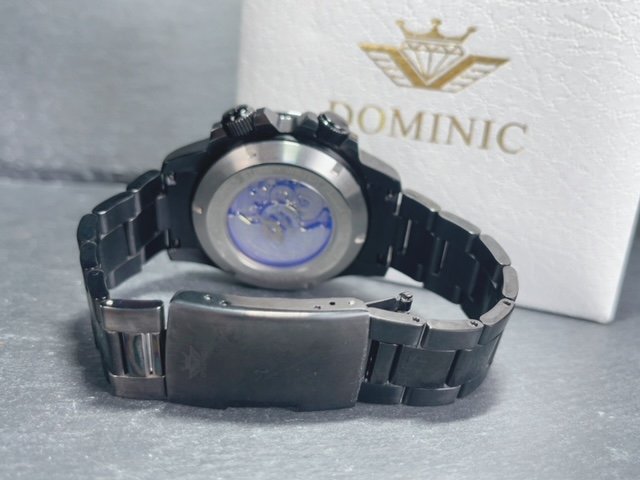 新品 DOMINIC ドミニク 正規品 機械式 自動巻き メカニカル 腕時計 アースギミック からくり時計 アンティーク コレクション 地図 黒_画像7