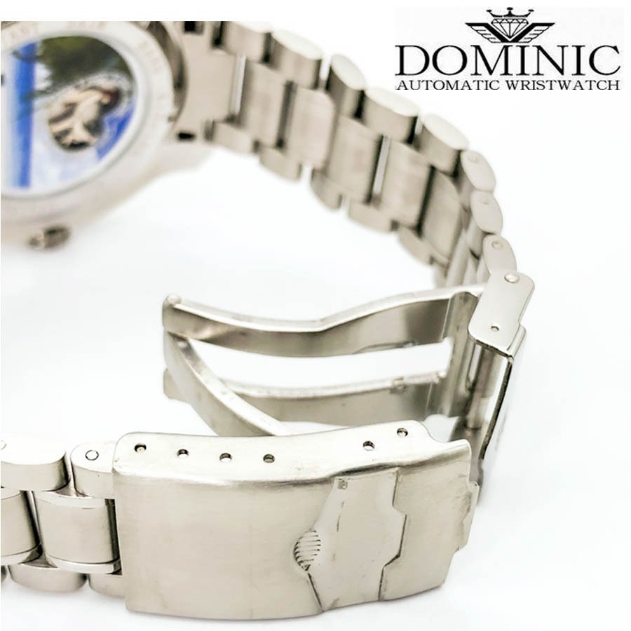 【1円】【当店限定】DOMINIC ドミニク隠しからくりギミック搭載メンズ腕時計自動巻きカレンダーグリーンシルバーオープンハート_画像8