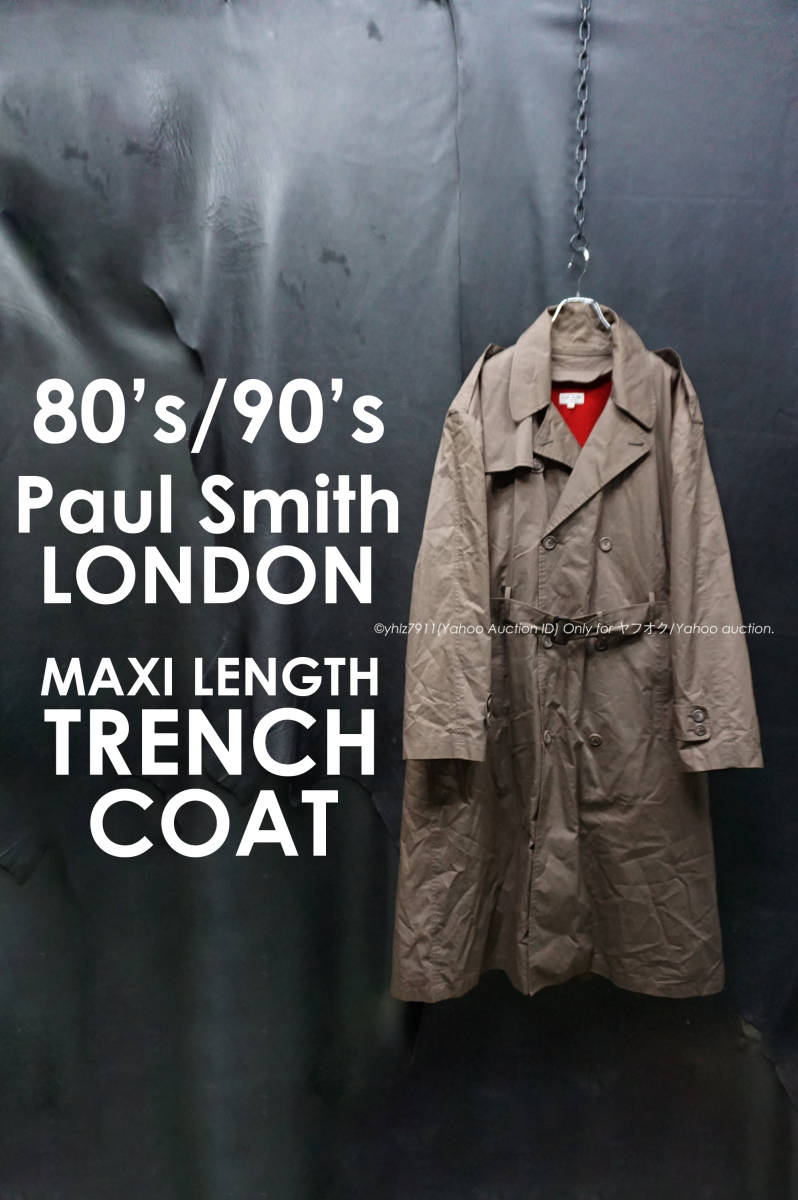 80s/90s Paul Smith LONDON アメリカンジャケット期 マキシ丈 トレンチコート L ライナー付き モーターサイクルコート ビンテージ 日本製_画像1