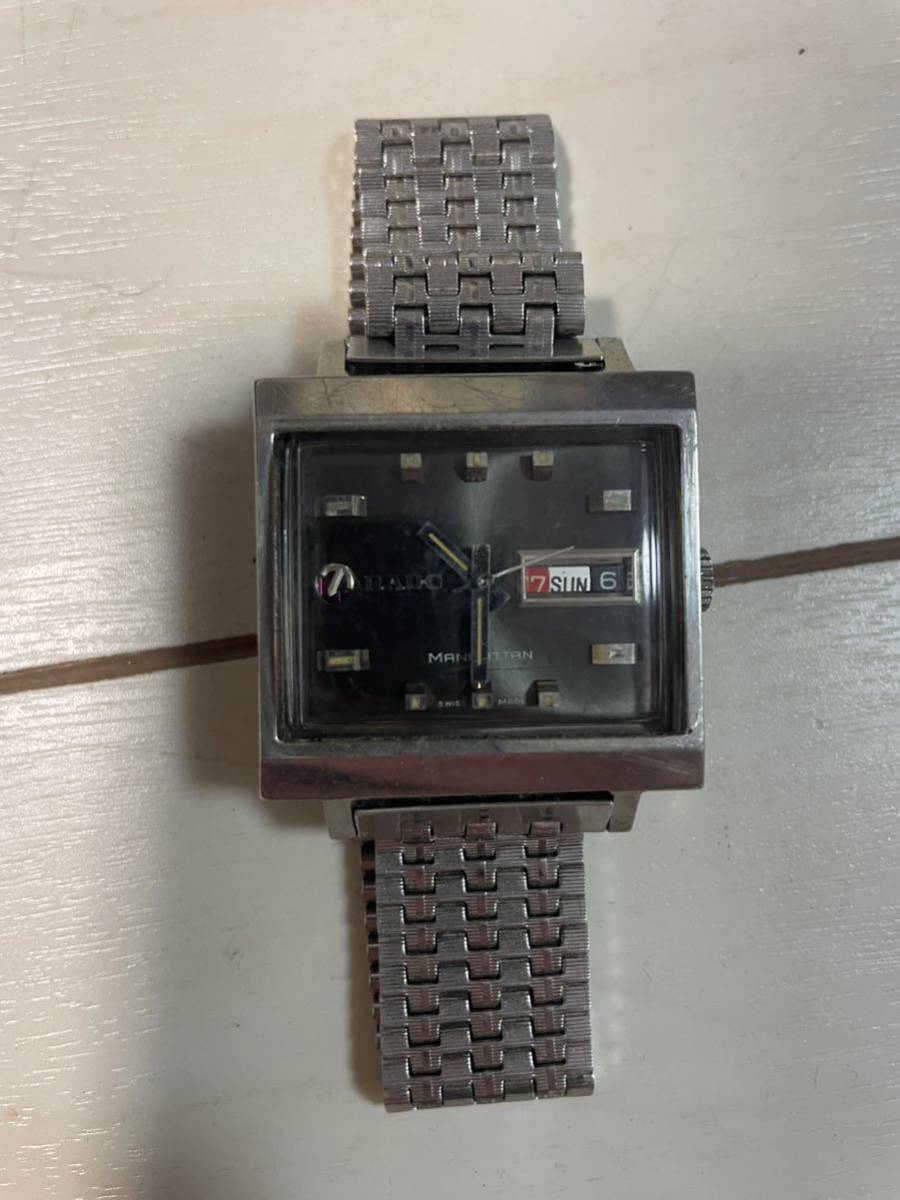 稼動品 RADO Manhattan ラドー マンハッタン 自動巻き 中古品 現状品 メンズ 腕時計 機械時計 自動巻き_画像1