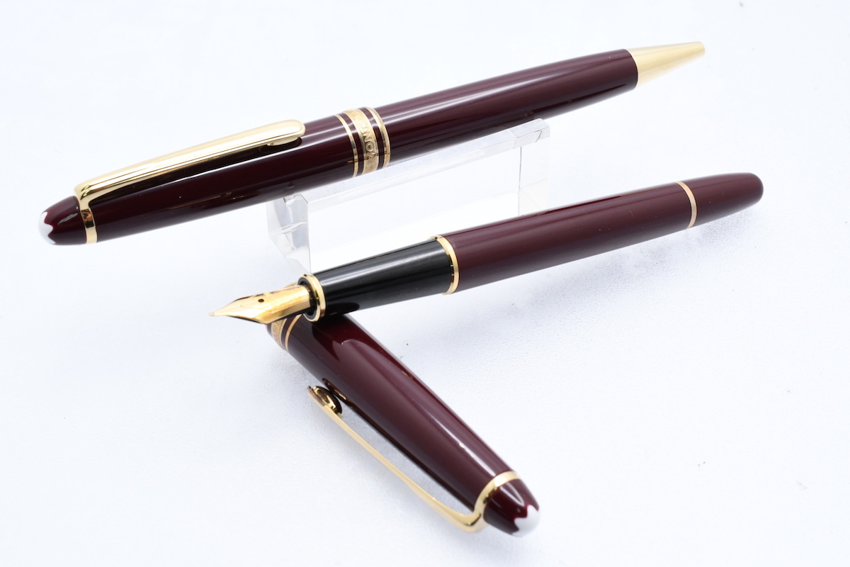 MONTBLANC モンブラン マイスターシュテュック ボルドー 万年筆 14K コンバーター ボールペン 2本セット ケース入り■18852_画像2