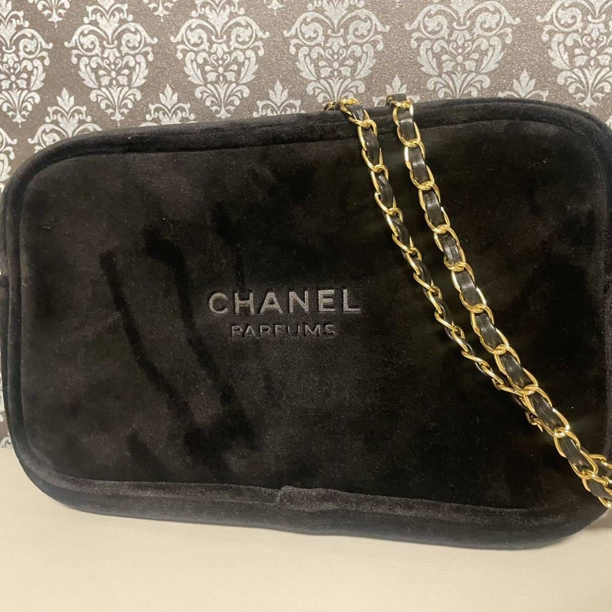 CHANEL　ベロア　ベルベット　バッグ　クラッチ　チェーン　ノベルティ　新品　未使用　ベルベット　黒　レア　希少　貴重　シャネル_画像2