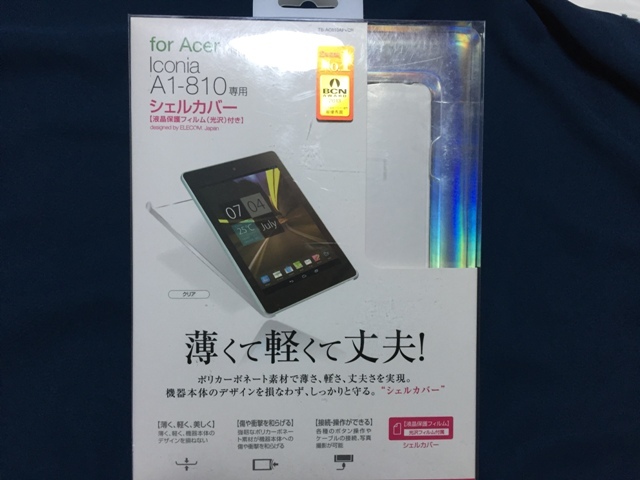 K11-11 新品 Acer Iconia A1-810専用 シェルカバー 液晶保護フィルム付き TB-AC810APVCR クリア _画像1