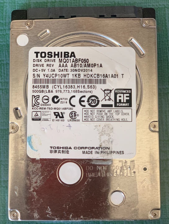 ♪HDD OS導入認証済 LENOVO X220/X230/X240/X100対応＆Dynabook Satellite SATA対応 2.5インチ 500GB　WINDOWS10 認証済 　管理番号B3-01_画像1