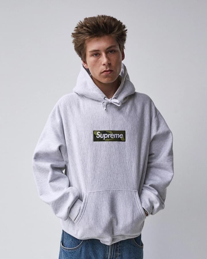 Supreme Box Logo Hooded Sweatshirt Ash Grey Medium Camo