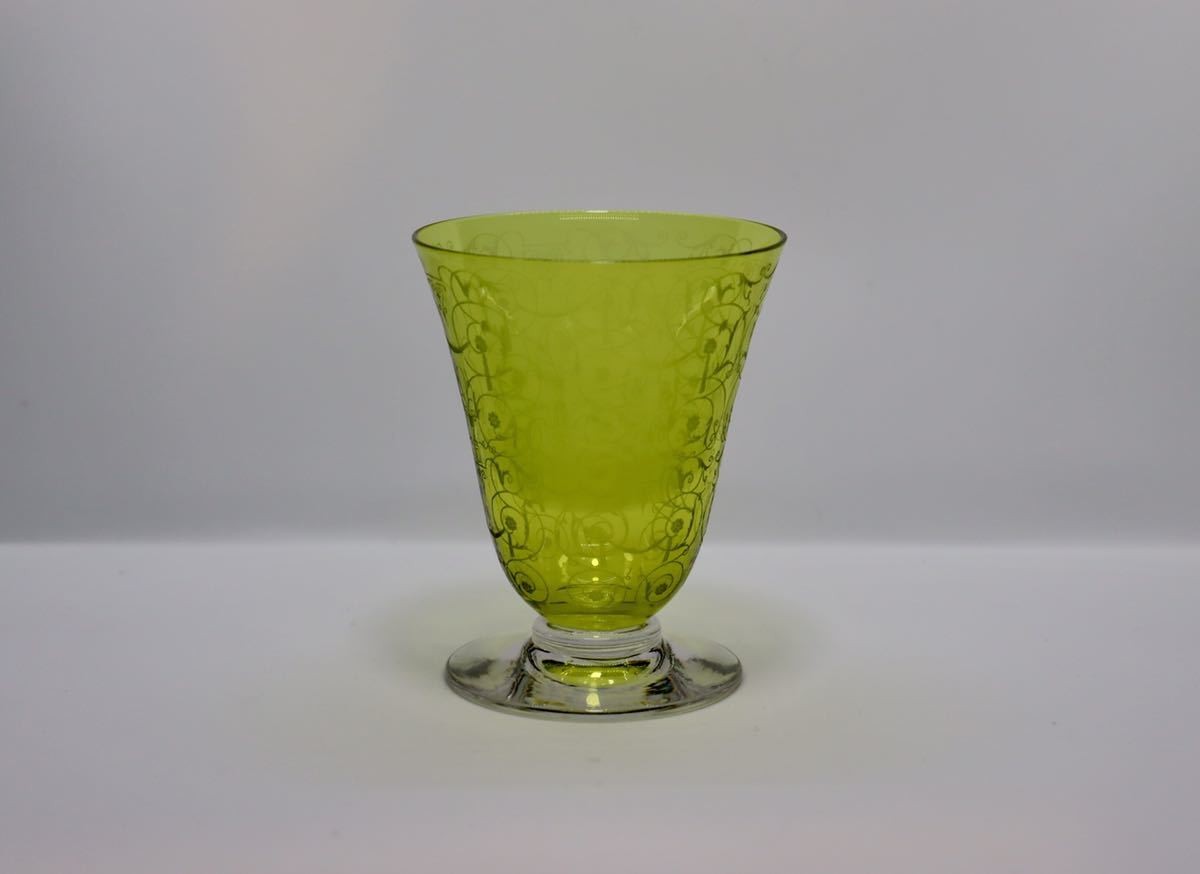 アンティーク フランス バカラ ミケランジェロ グラス 美しい黄緑色の画像2