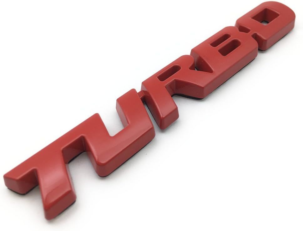 【送料無料、匿名配送】TURBO ロゴ (大) エンブレム メタル レッド ステッカー 外装 内装 カスタムパーツ ターボ_画像1