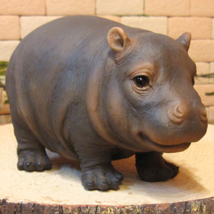  real . animal. ornament baby hippopotamus baby ... objet d'art interior garden ornament veranda art 