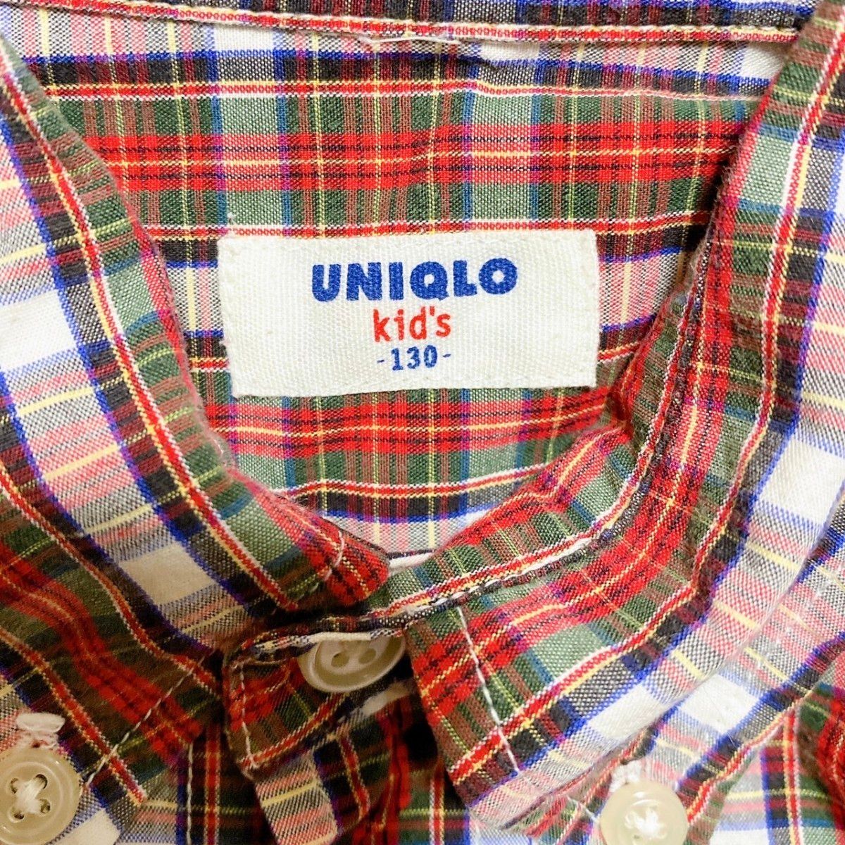 UNIQLO オールドユニクロ シャツ 長袖 ユニクロキッズ 130cm 赤 白 チェック 美品 希少 レア 旧タグ ヴィンテージ