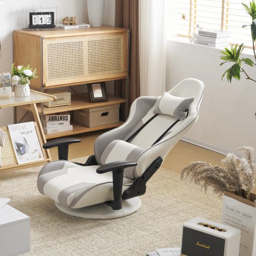  beige + gray ge-ming chair "zaisu" seat desk chair ventilation one seater . small of the back comfort seat chair reclining personal computer chair multifunction lumbago measures 