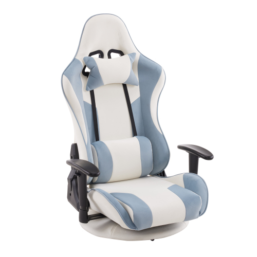 ベージュ＋ブルー ゲーミングチェア 座椅子 デスクチェア 通気性 一人掛け 腰楽 座いす リクライニング パソコンチェア 多機能 腰痛対策