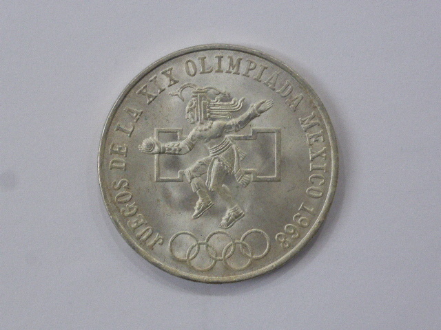 外国銭 メキシコオリンピック記念 25ペソ銀貨 1枚 1968年 総重量約22.5g シルバー MEXICO 五輪 アンティークコイン 硬貨 貨幣 海外銭 _画像1