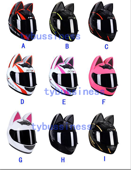 可愛い猫耳フルフェイスヘルメット バイク 猫耳付き バイクヘルメット レディース メンズ カッコイイ DOT認証 9色 サイズS-XL選択可能_画像3