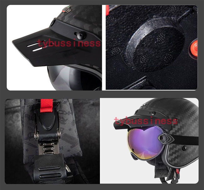 新発売★超軽量ハーフヘルメット 半帽 バイクヘルメット 炭素繊維内蔵サングラスM-XXLサイズ選択可能 4色有り_画像8