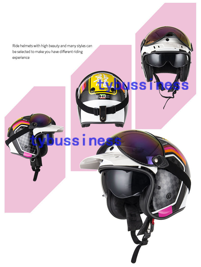 新発売★超軽量ハーフヘルメット 半帽 バイクヘルメット 炭素繊維内蔵サングラスM-XXLサイズ選択可能 4色有りA_画像4