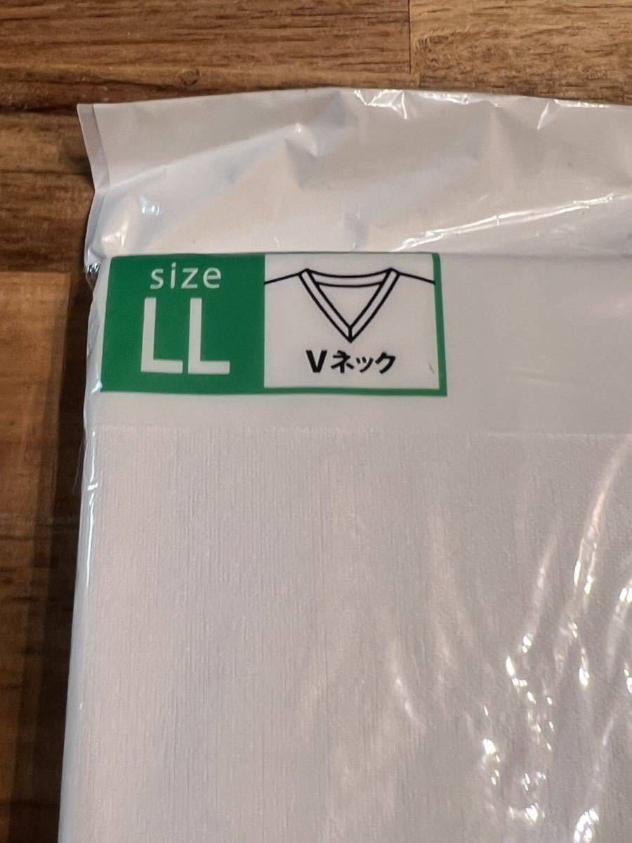 ドライTシャツ Vネック 白 ポリエステル100% LL メンズTシャツ 男性肌着_画像4