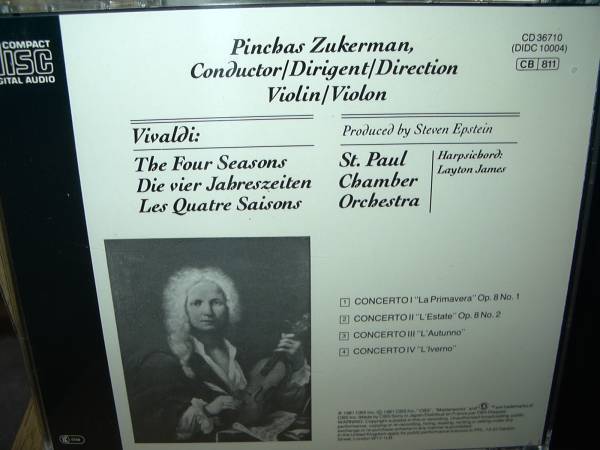 P・ズッカーマン(弾き振り)&セント・ポール管 ヴィヴァルディ 「四季」 輸入盤(初期盤)_画像2