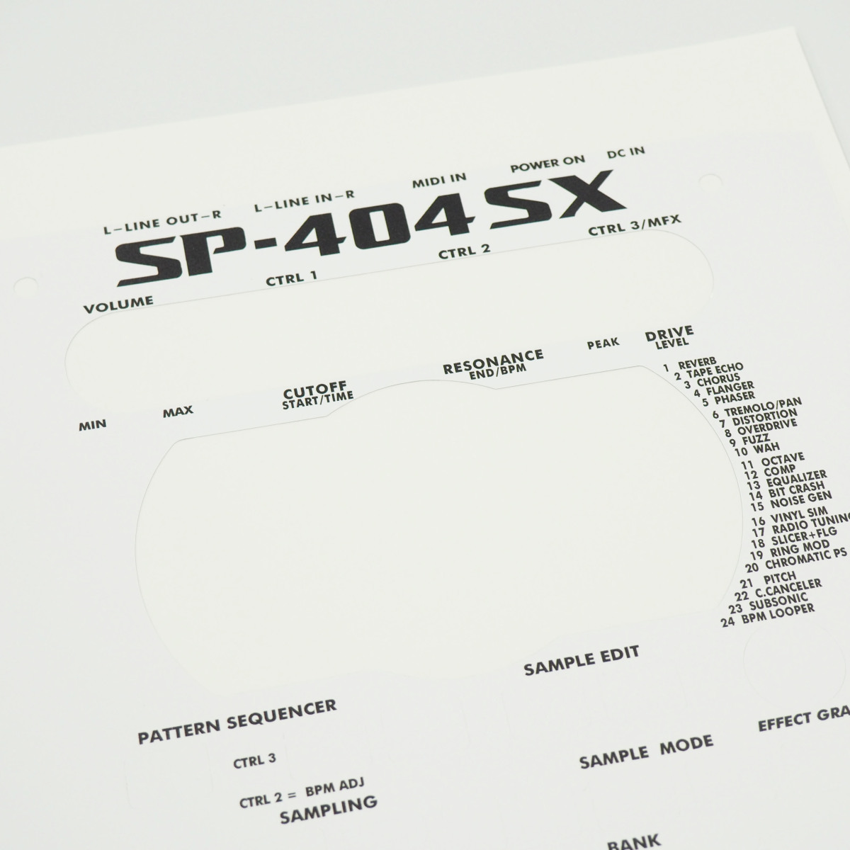 ローランド SP-404SX カスタムスキン 白 黒文字 サンプラー スキンシール ステッカー Roland SP-404 SP404SX SP404_画像2
