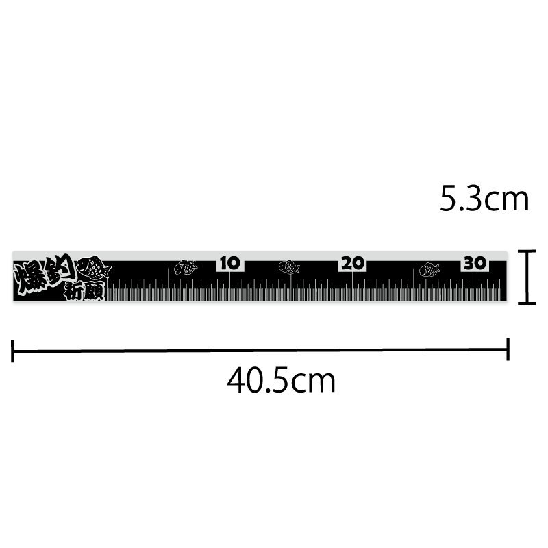 (ヘアライン）爆釣祈願！釣り用メジャー ステッカー シルバー 30cm用 クーラーボックス おもしろ 魚釣り_画像4