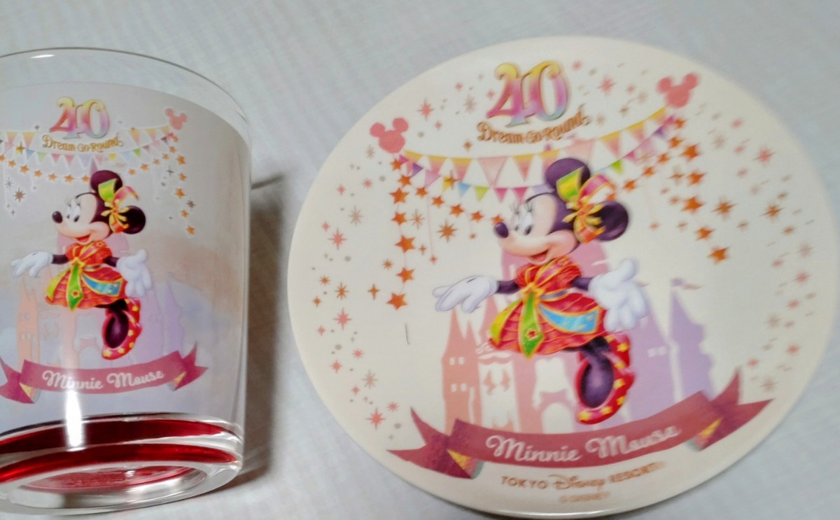 ディズニーランド　40周年　ミニーマウス　単品　プレート＆タンブラー　ディズニー_画像2