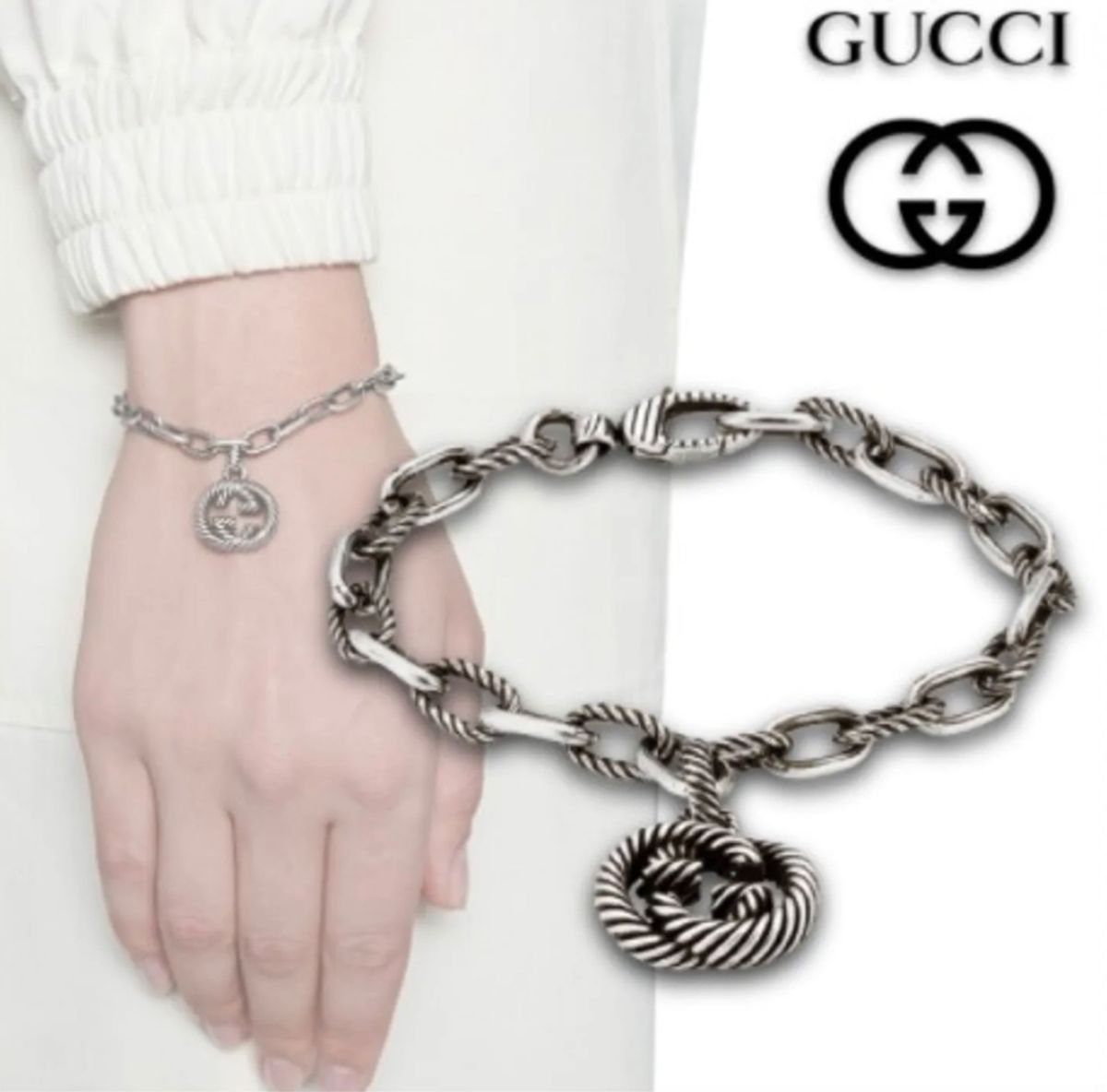 極美品】激レアモデル Gucci ブレスレット インターロッキングG 極美品】激レアモデル Gucci ブレスレット インターロッキングG