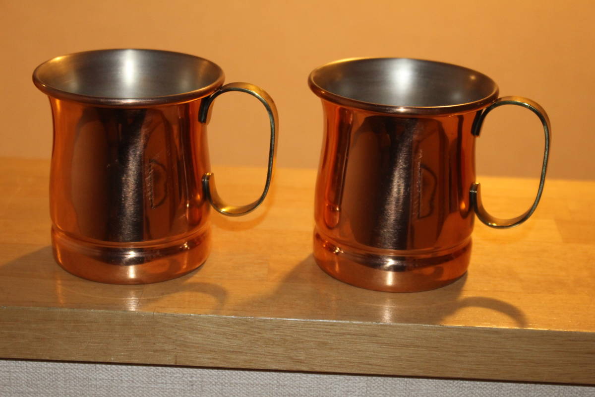 送料無料＆未使用品！　銅製マグカップ　２点セット　COPPER 100 HOME WARE　（検索）銅　キャンプ　バーベキュー　マグカップ　マグ_画像1