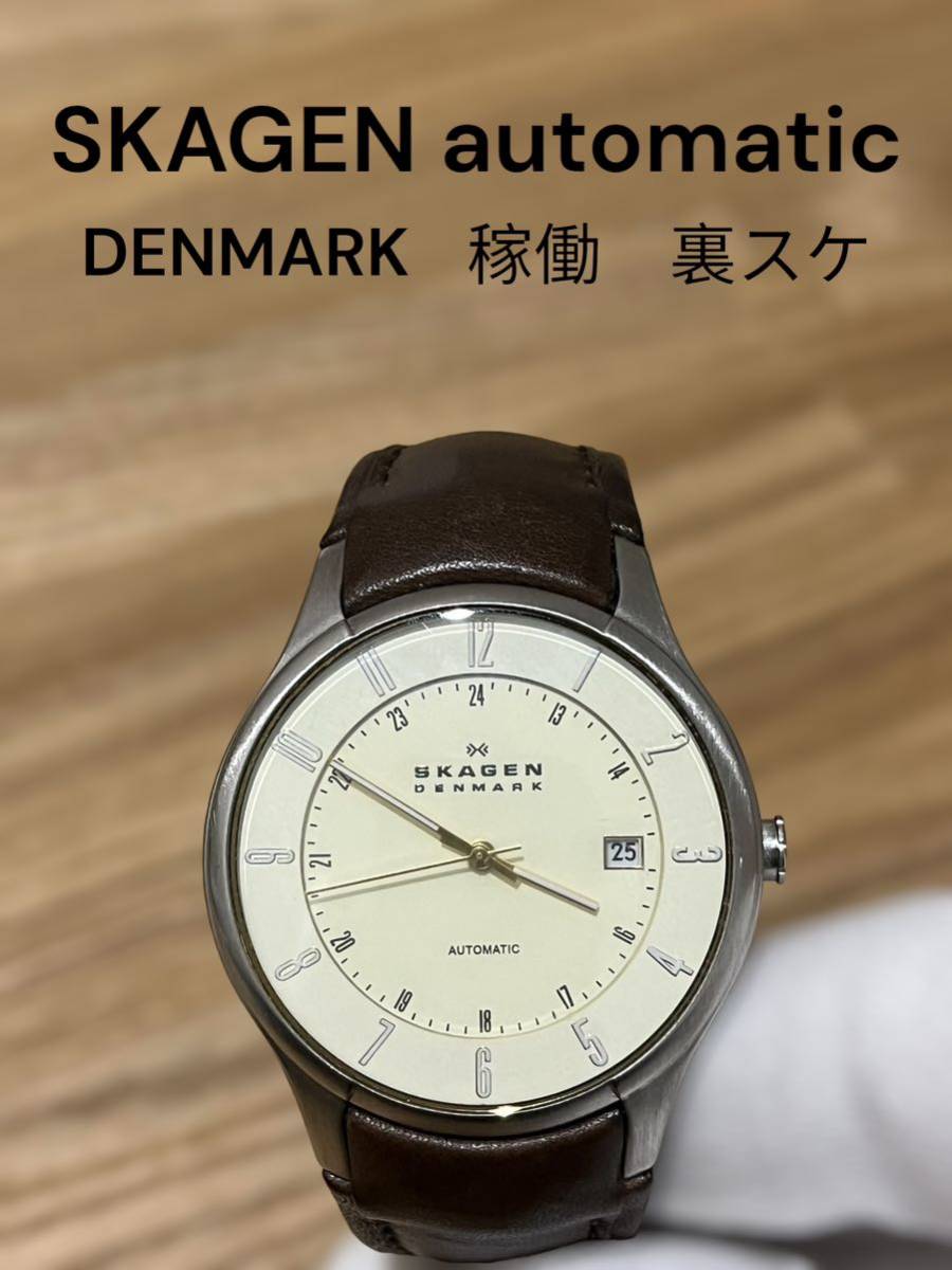 ★1円スタート★ SKAGEN スカーゲン 稼働　裏スケ 自動巻 メンズ _画像1