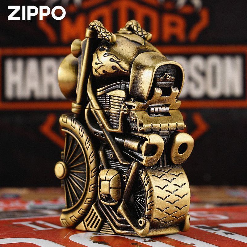 新品 希少品 手彫り バイクライター 立体感を備えた ZIPPO ジッポー オイルライター 重量感 真鍮 未使用