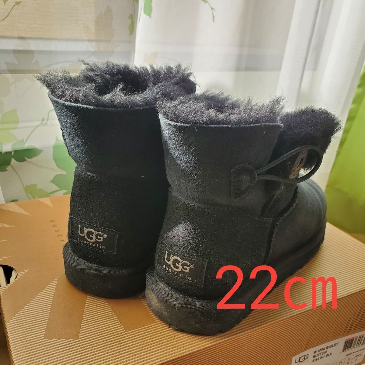 UGG アグ ムートンブーツ 22㎝  ショートブーツ 防寒 ブラック 黒 レディース キッズ  