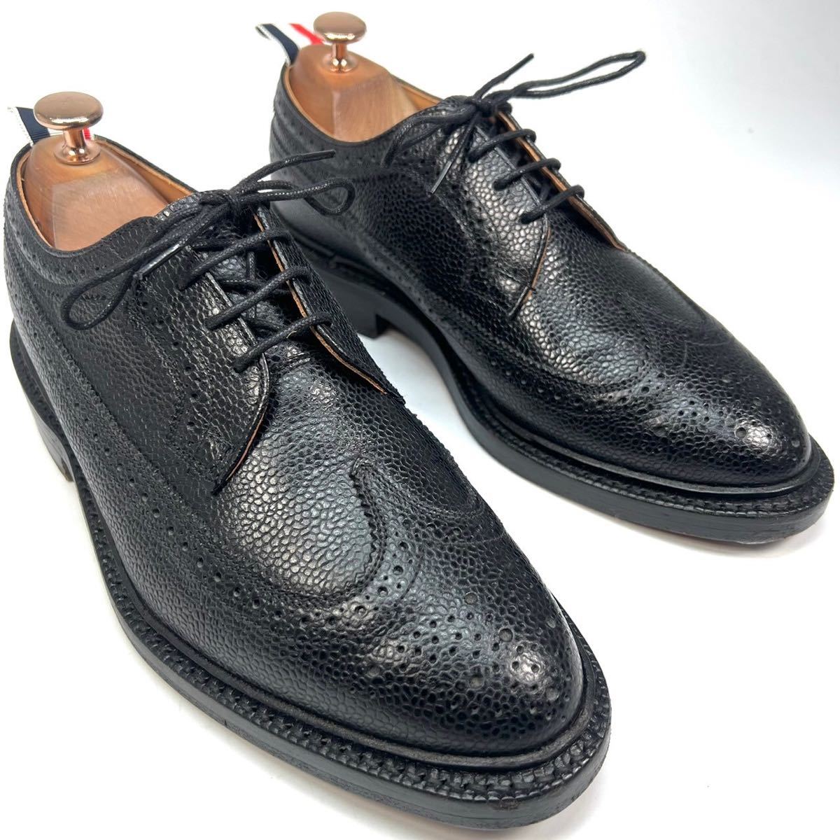 THOM BROWNE トムブラウン　革靴　ウィングチップ　シューズ　シボ革　US7 UK6 25cm メンズ　靴　シューズ　ブラック