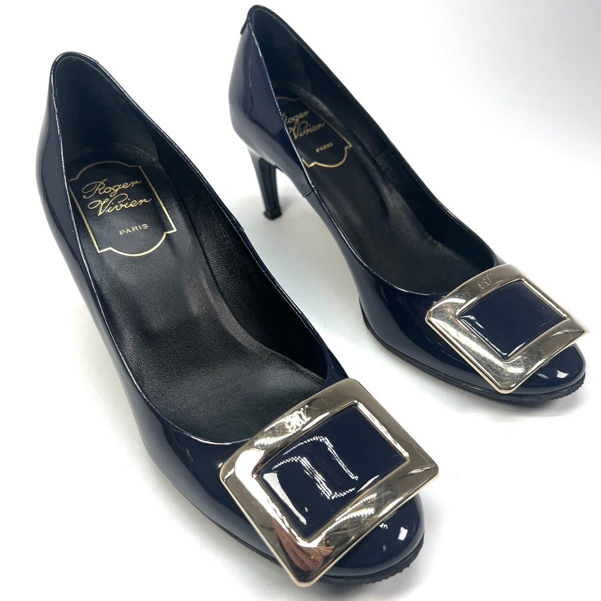【国内発送】Roger Vivier パンプス E25 コレクション Roger Vivier ロジェヴィヴィエ パンプス ネイビー エナメル 35