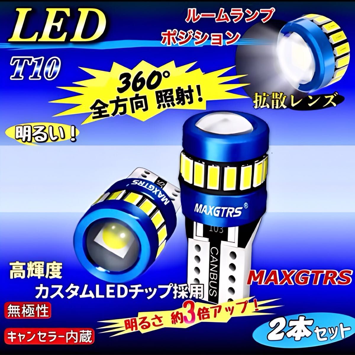 T10 LEDバルブ ホワイト 爆光 19連 CANBUS キャンセラー ポジション ナンバー メーター パネル T16 車検対応