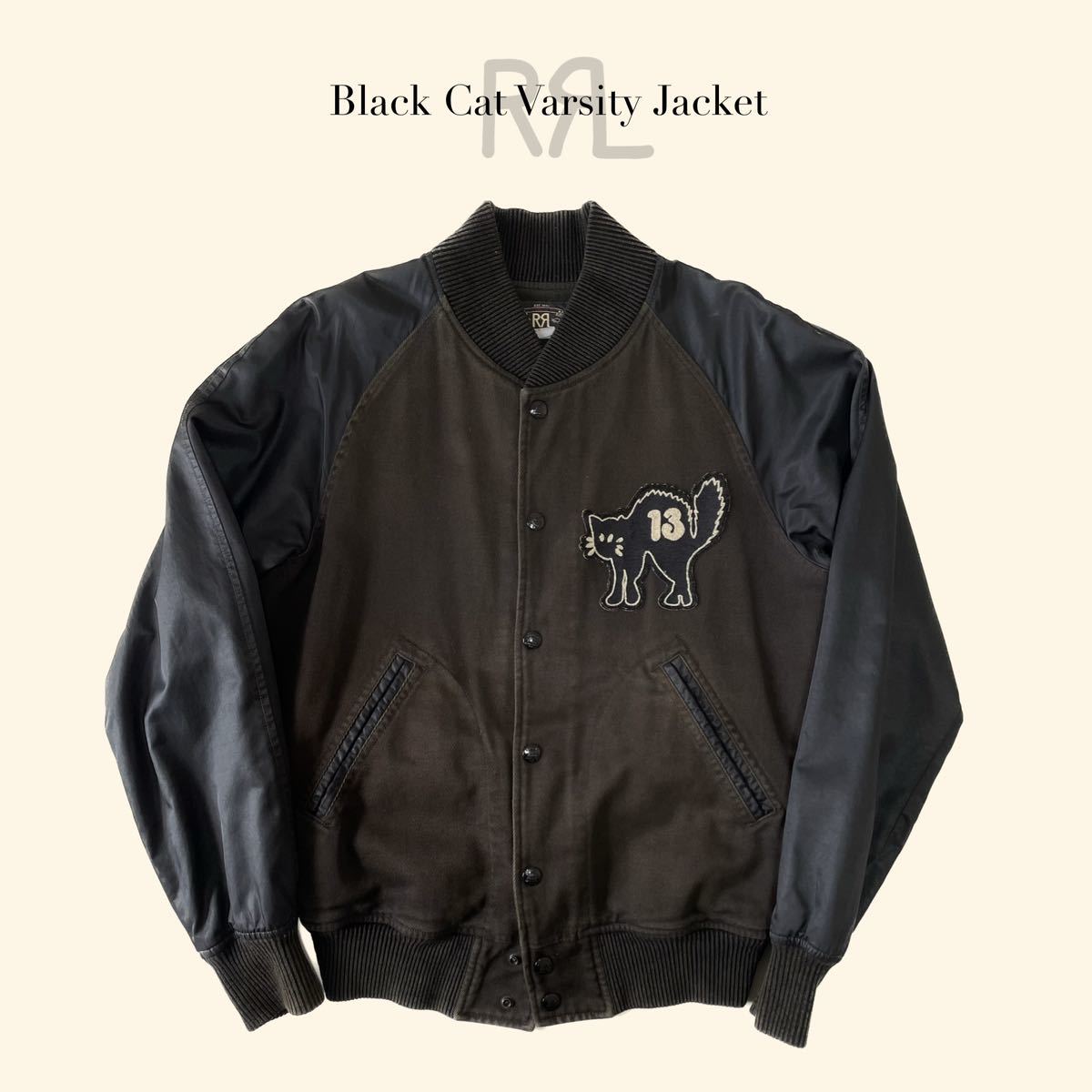 傑作】RRL “Black Cat Varsity Jacket” S スタジャン ブラック 傑作】RRL “Black Cat Varsity Jacket” S スタジャン ブラック
