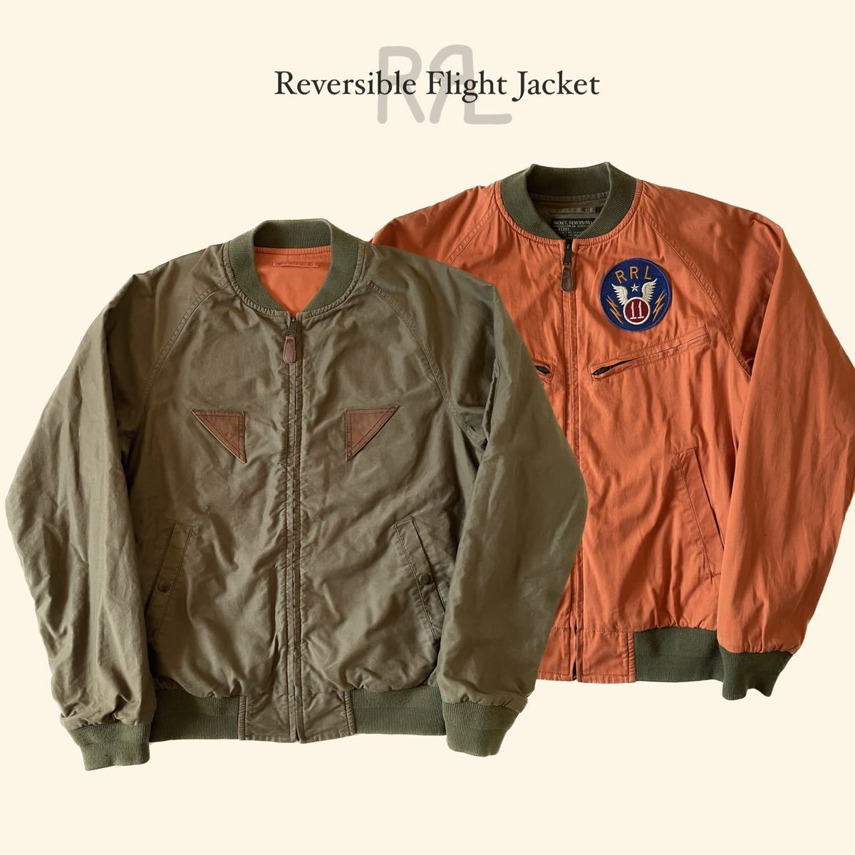 【希少】RRL “B-15 A MOD Flight Jacket” S M リバーシブル フライト ジャケット ミリタリー MA-1 Ralph Lauren ヴィンテージの画像1