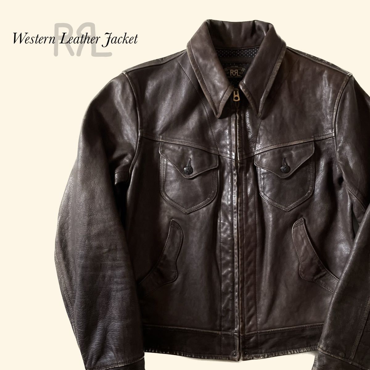 【傑作】RRL “Western Leather Jacket” S レザー ジャケット ウエスタン Ralph Lauren ヴィンテージの画像1