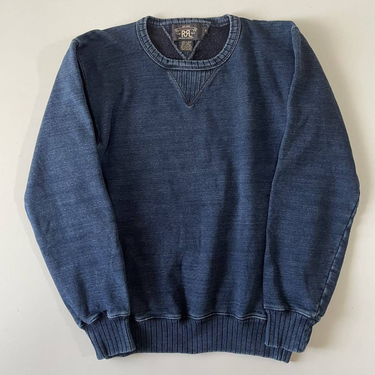 RRL “Indigo Dyed Sweat” S インディゴ 両V スウェット 針抜きリブ Ralph Lauren ヴィンテージ_画像2